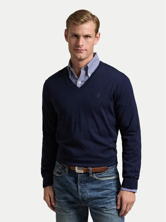 Polo Ralph Lauren Пуловер 710941105001 Тъмносин Regular Fit – Мъжки пуловери и жилетки