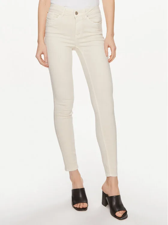 Vero Moda Дънки Flash 10307571 Екрю Skinny Fit – Кремав – Дамски skinny дънки