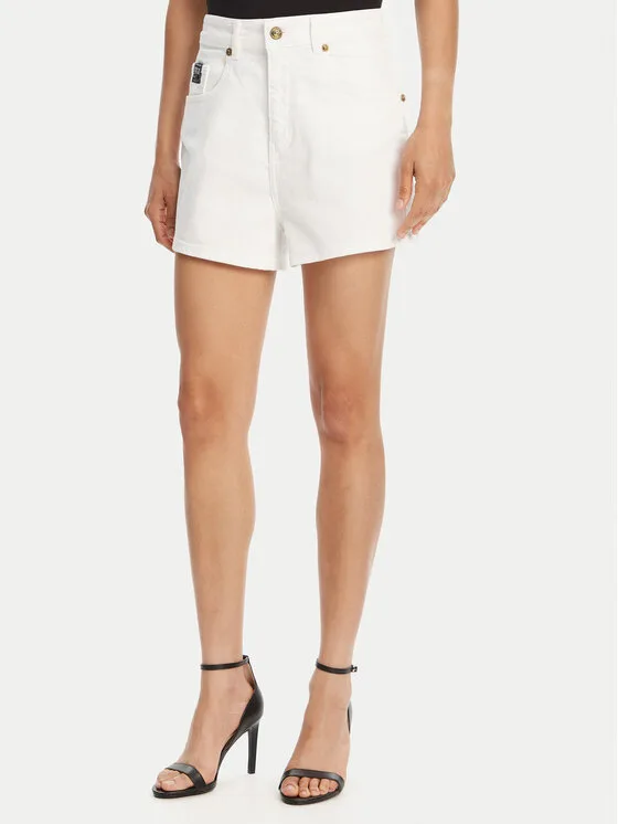 Versace Jeans Couture Дънкови шорти 78HAD514 Бял Straight Fit – Дамски дънкови шорти