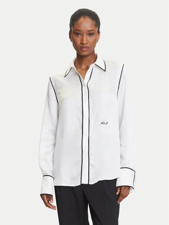 KARL LAGERFELD Риза A3W11012 Бял Regular Fit – Дамски ежедневни ризи