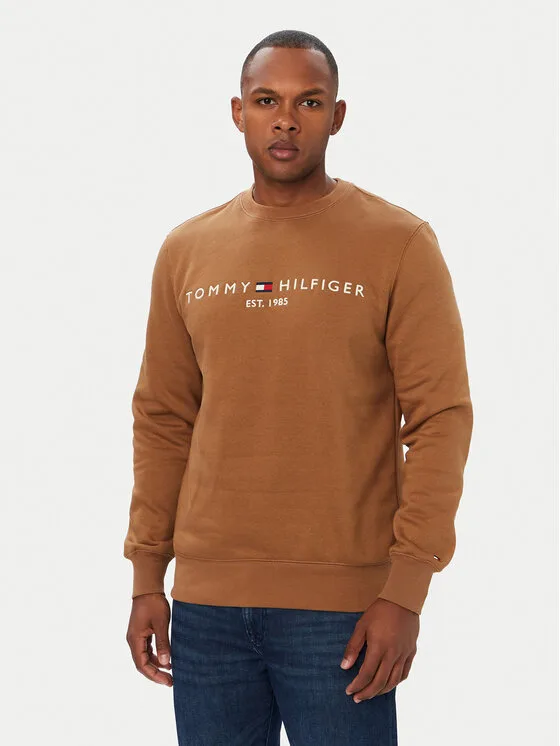 Мъжки суитшърт Tommy Hilfiger Logo MW0MW11596 кафяв – Мъжки суитшърти без цип