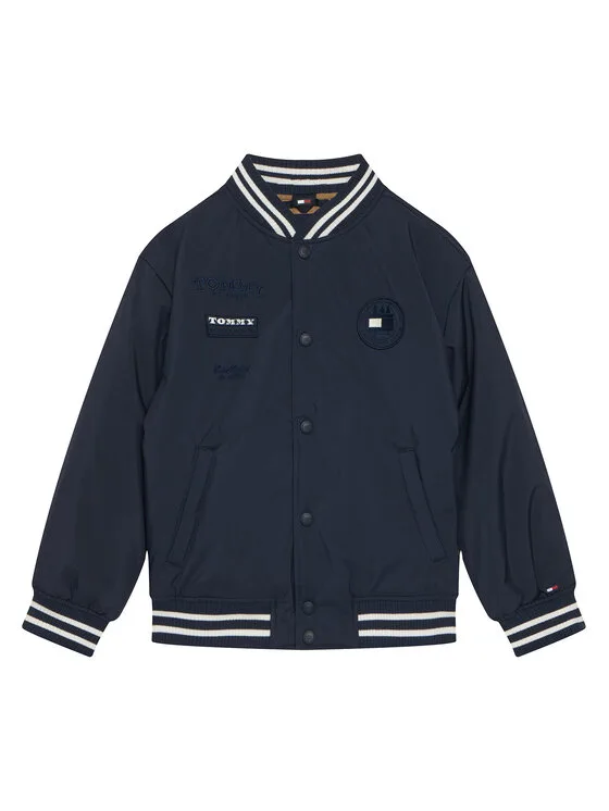 Детско яке бомбър Tommy Hilfiger Graphic тъмносиньо – Детски преходни якета