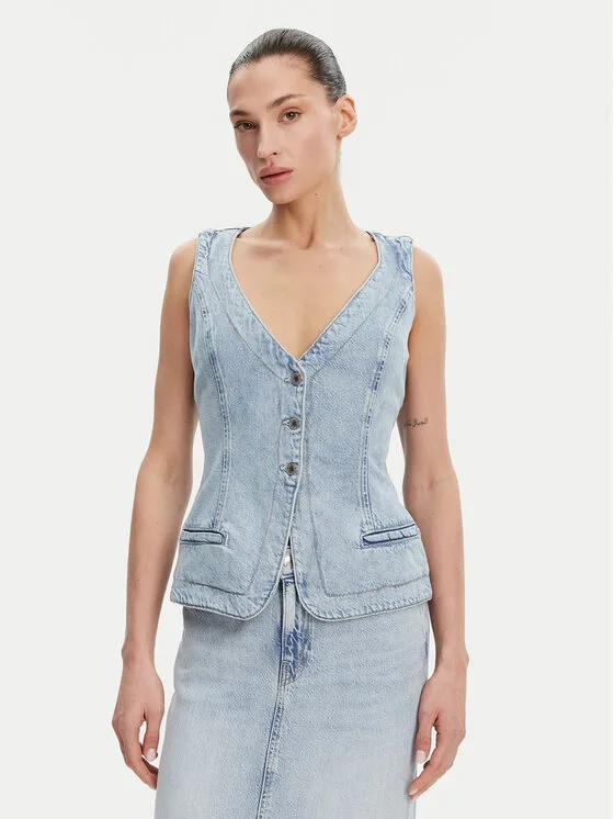 Дамски елек Guess син – Дамски елеци