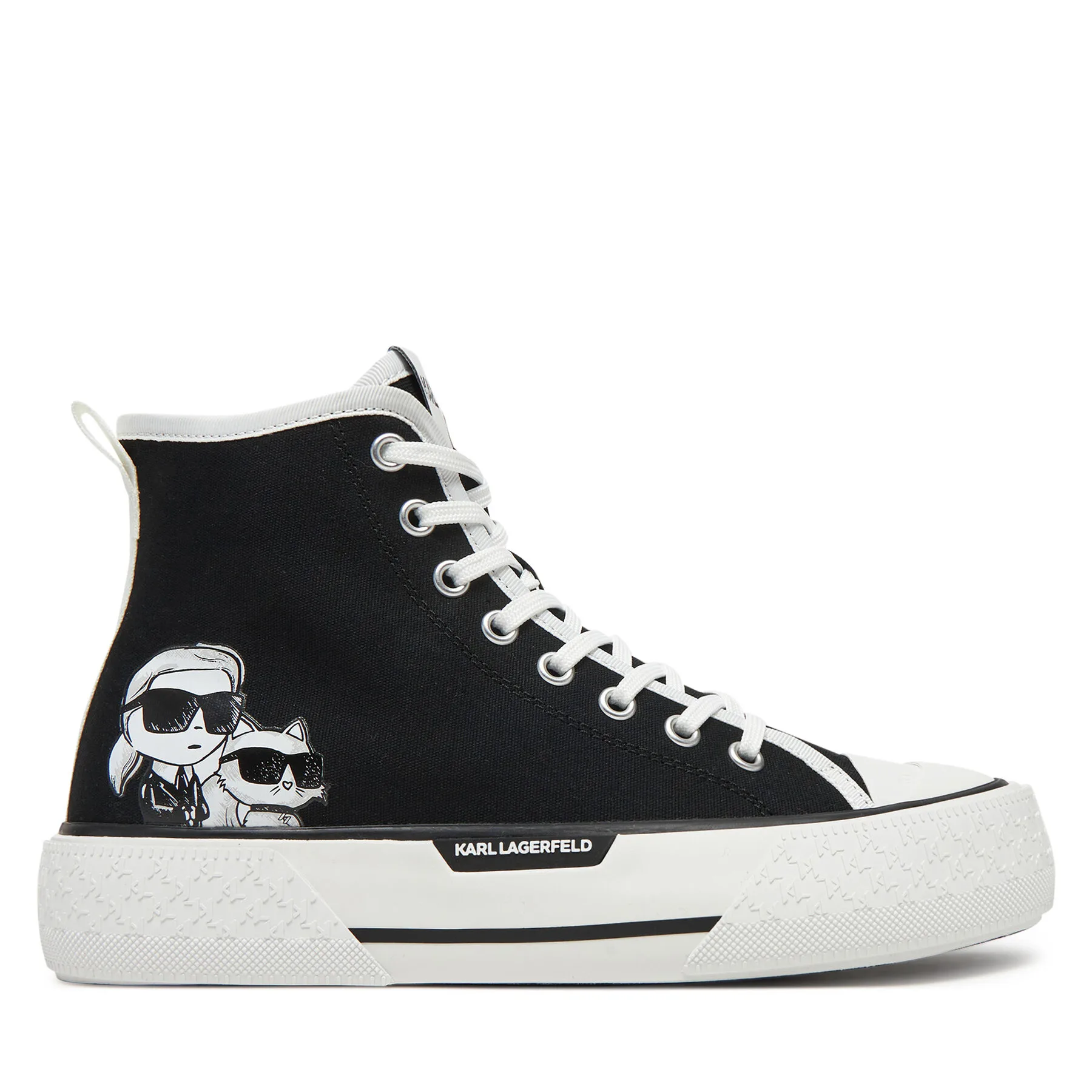Дамски високи кецове KARL LAGERFELD KL60654T черни – Черен