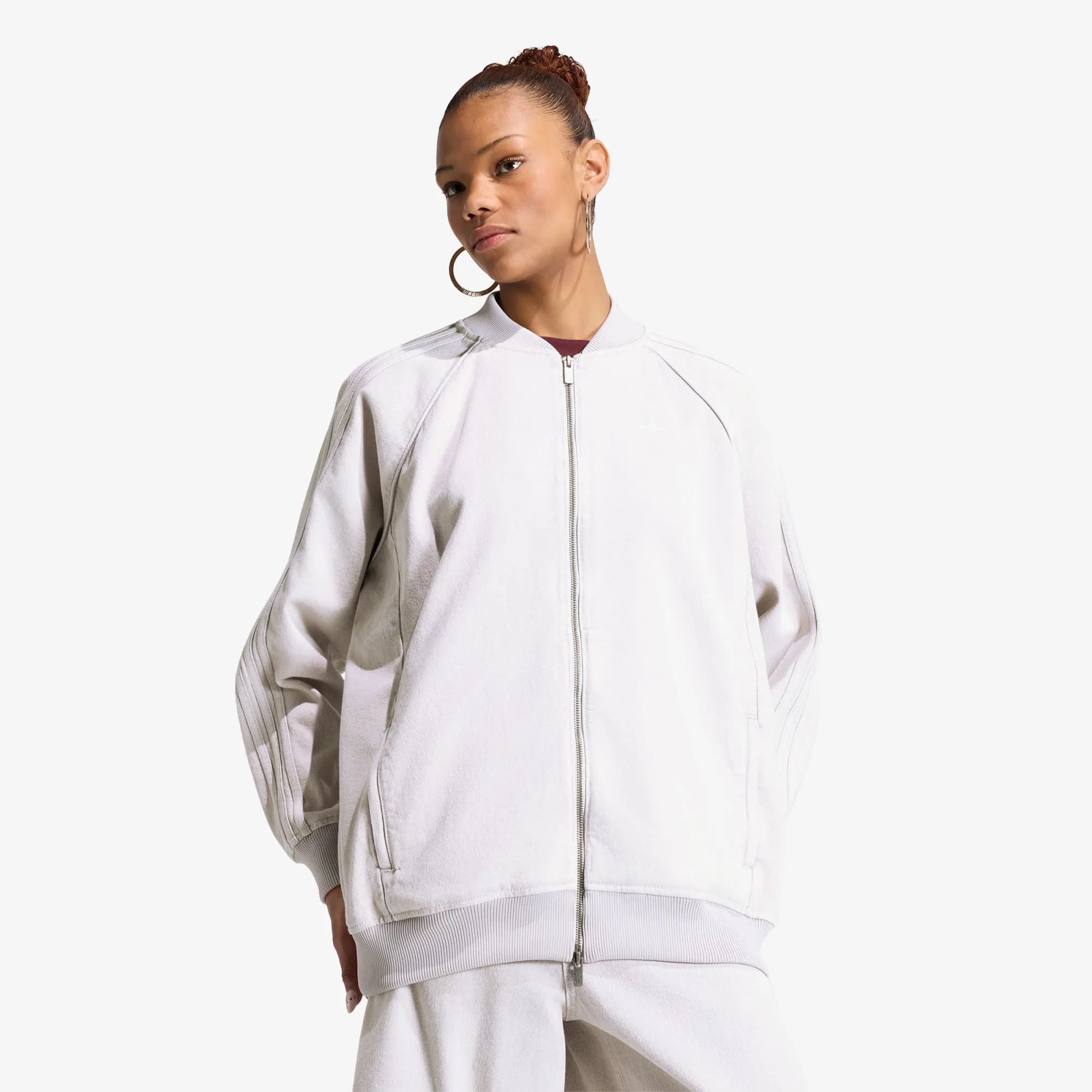 Яке adidas SST Oversized Denim Tracktop Clear Grey Denim M – Дамски якета и палта