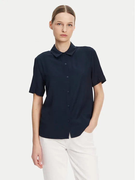 Дамска риза Tommy Hilfiger WW0WW44683 тъмносиня – Дамски ежедневни ризи