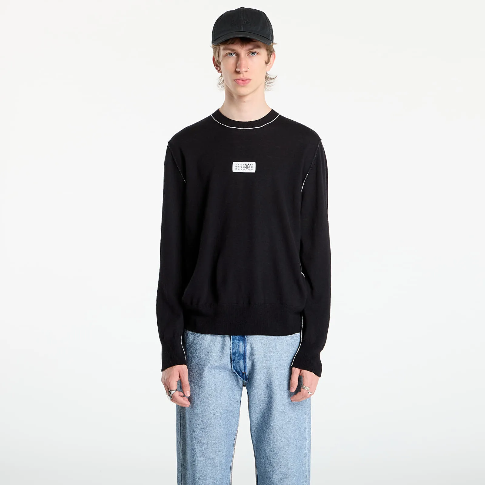 Мъжки пуловер MM6 Maison Margiela Wool черен – Black – Мъжки класически пуловери