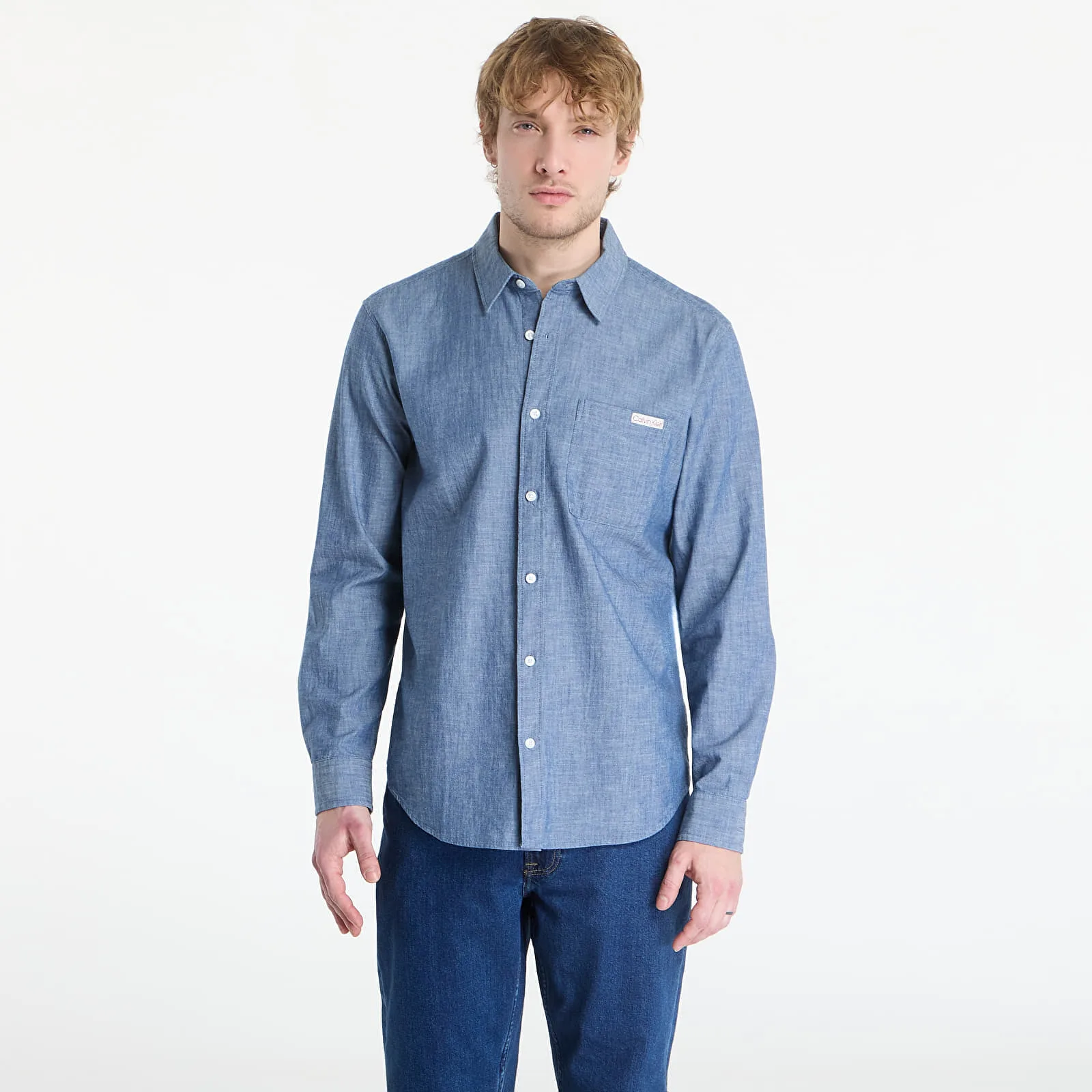 Риза Calvin Klein Jeans Ls Chambray Classic Shirt Blue Descent XL – Мъжки ризи