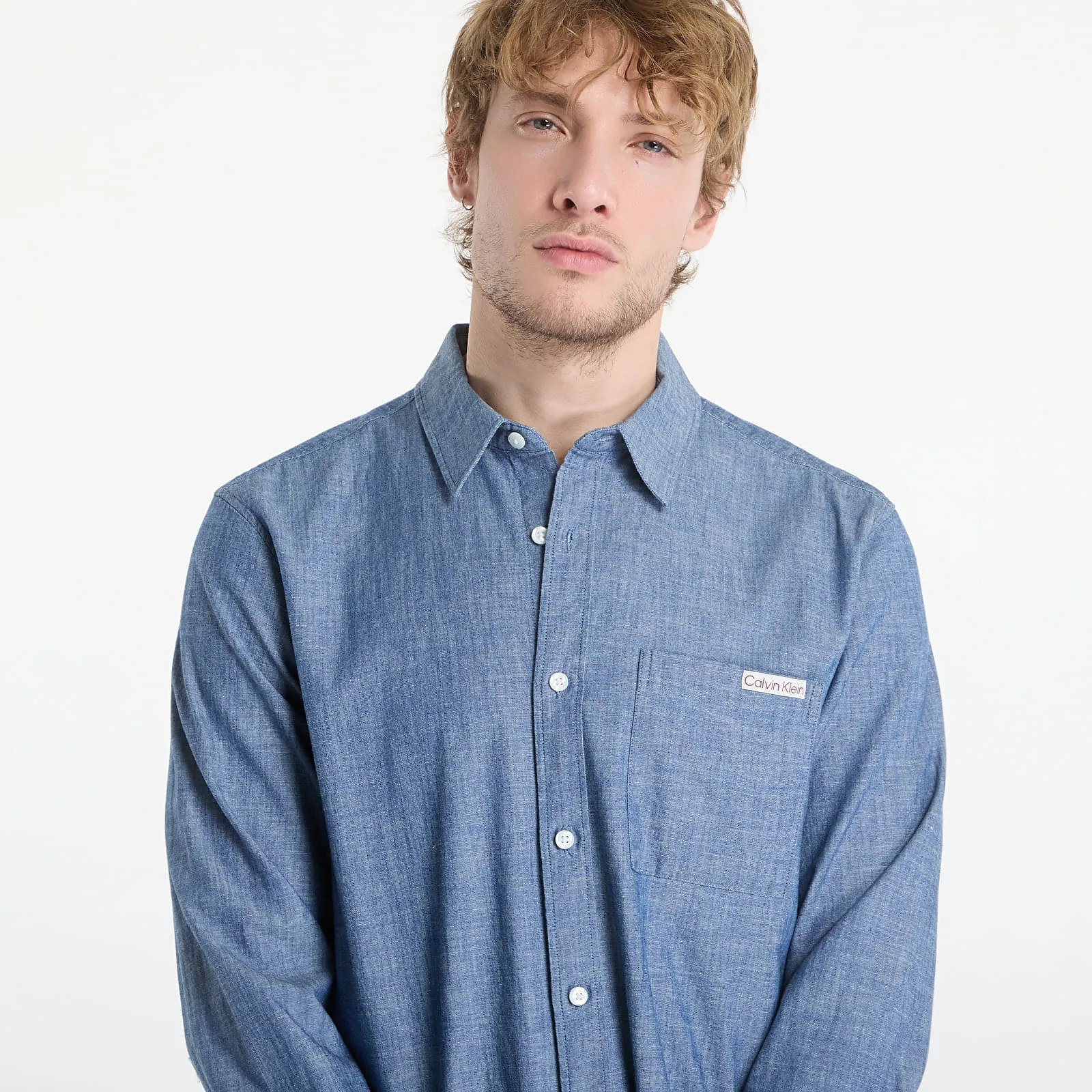 Риза Calvin Klein Jeans Ls Chambray Classic Shirt Blue Descent XL – Мъжки ризи