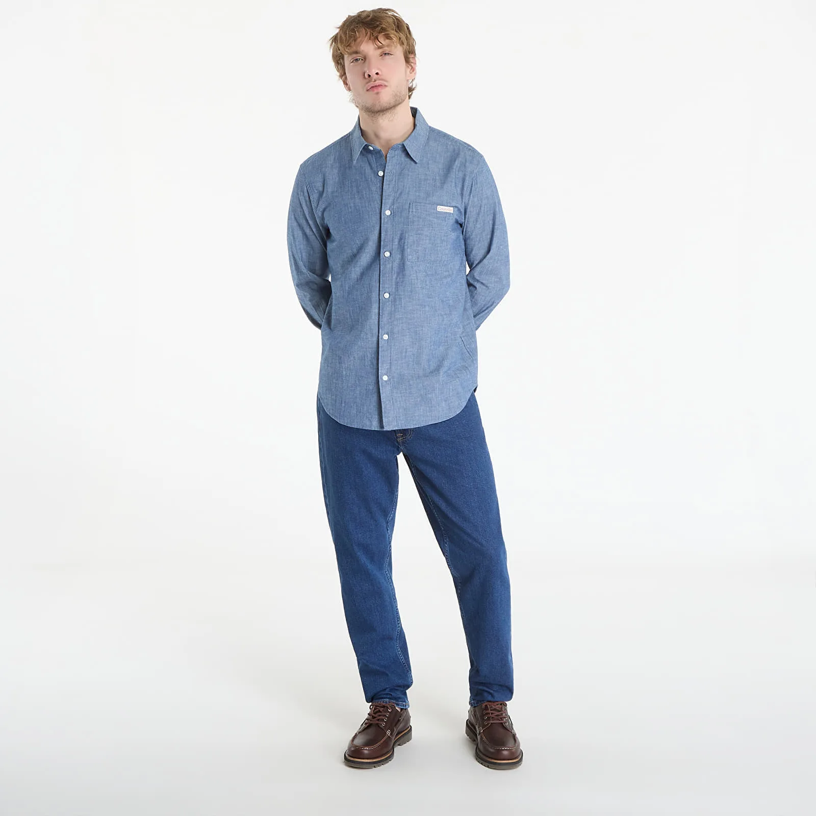 Риза Calvin Klein Jeans Ls Chambray Classic Shirt Blue Descent XL – Мъжки ризи