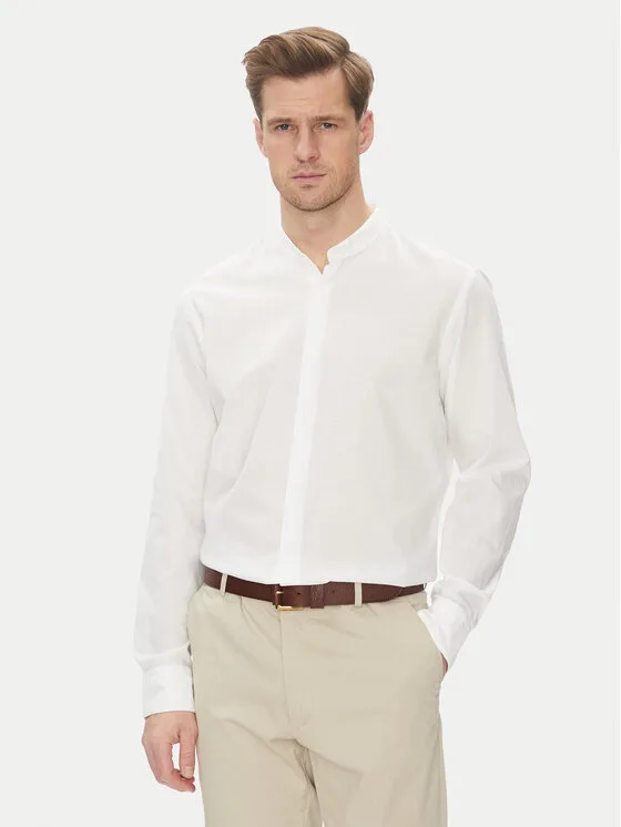 BOSS Риза H-Joe-Standup-252 50539209 Бял Regular Fit – Мъжки ежедневни ризи