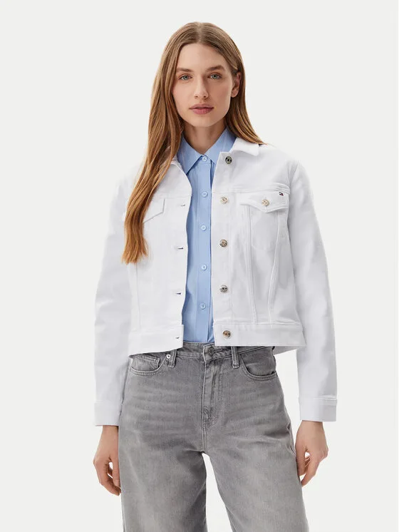 Tommy Hilfiger Дънково яке WW0WW44374 Бял Regular Fit – Дамски дънкови якета