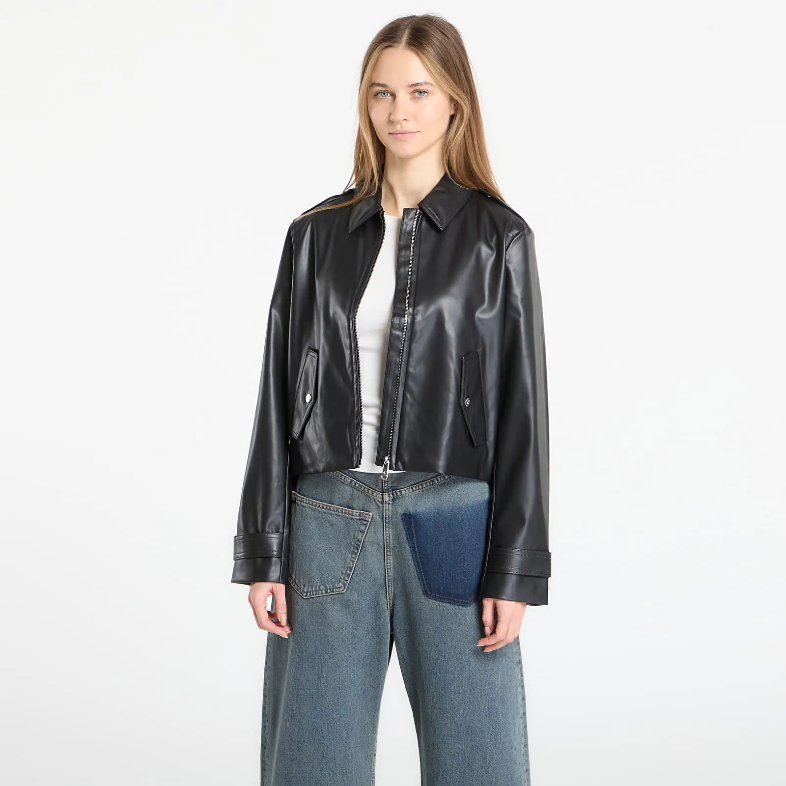 Яке Calvin Klein Jeans Leather Moto Jacket Black L – Дамски якета и палта