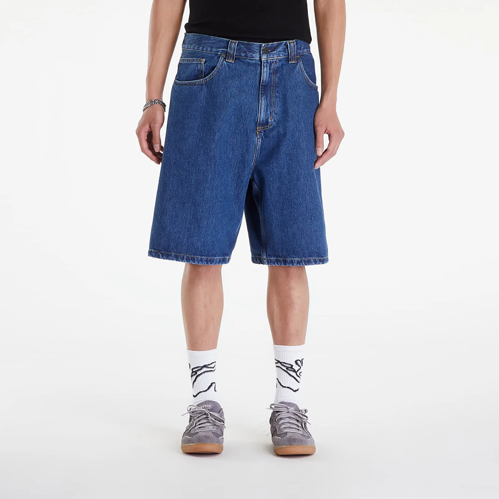 Къси панталони Carhartt WIP Brandon Short Blue Stone Washed L – Мъжки къси панталони