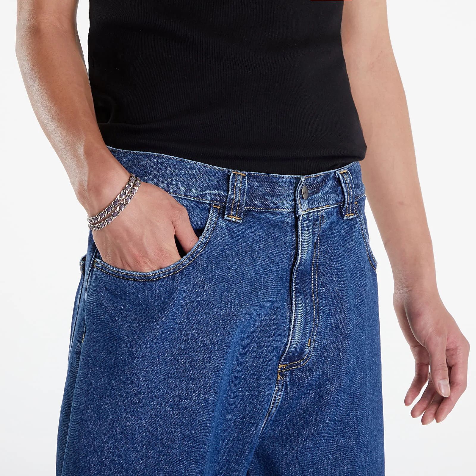 Къси панталони Carhartt WIP Brandon Short Blue Stone Washed L – Мъжки къси панталони