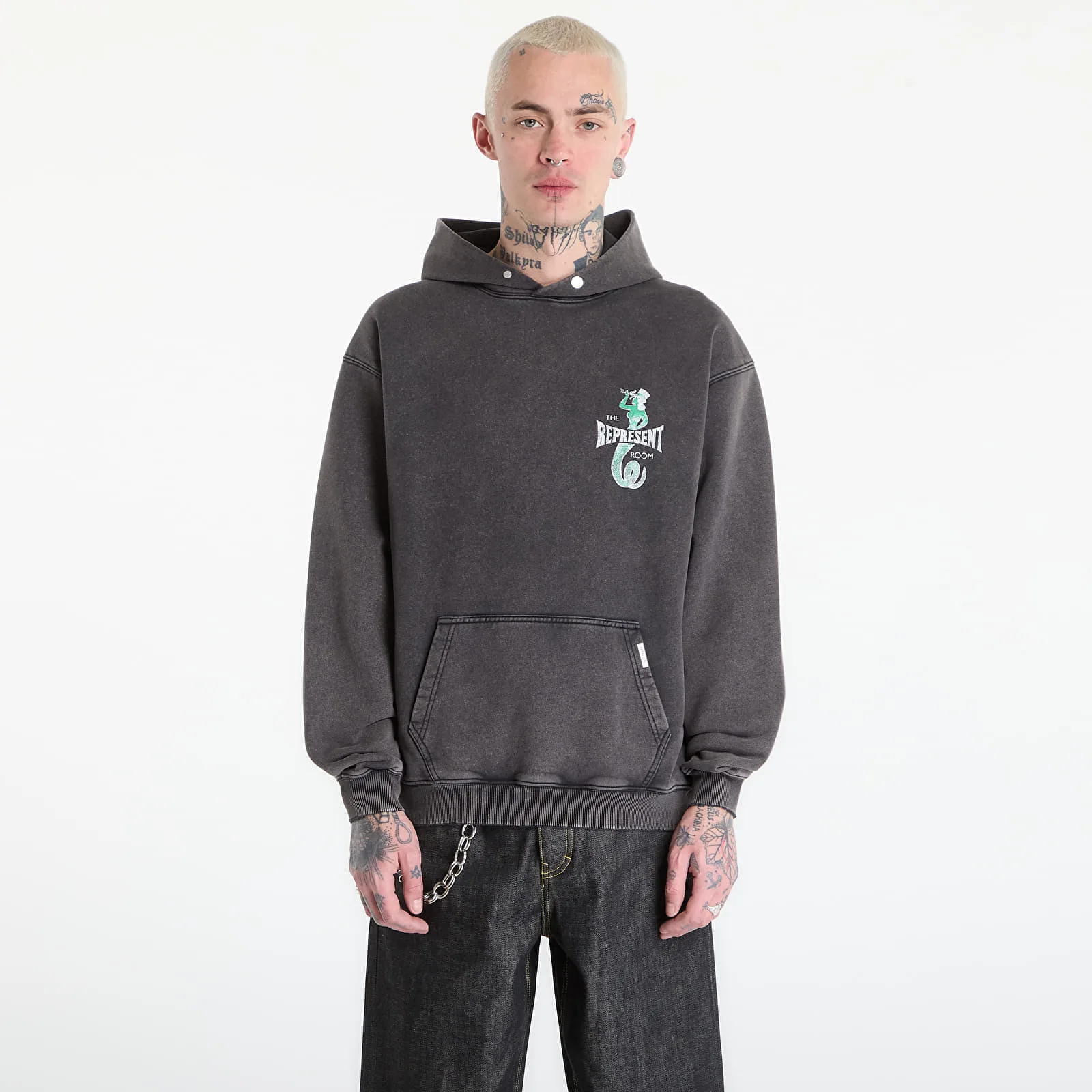 Мъжки суитшърт с качулка REPRESENT x The Viper Room Dice сив – Vintage Grey – Мъжки худита