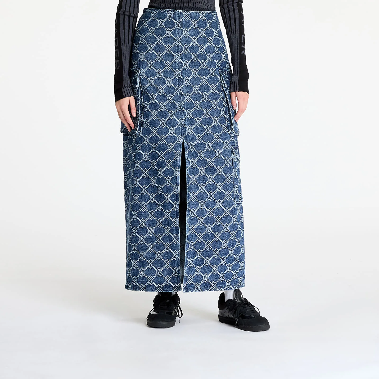 Дамска пола Daily Paper Zora Denim Cargo синя – Blue – Дамски миди поли