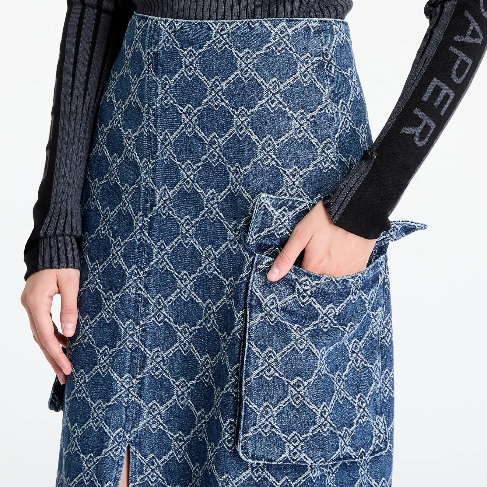Дамска пола Daily Paper Zora Denim Cargo синя – Blue – Дамски миди поли