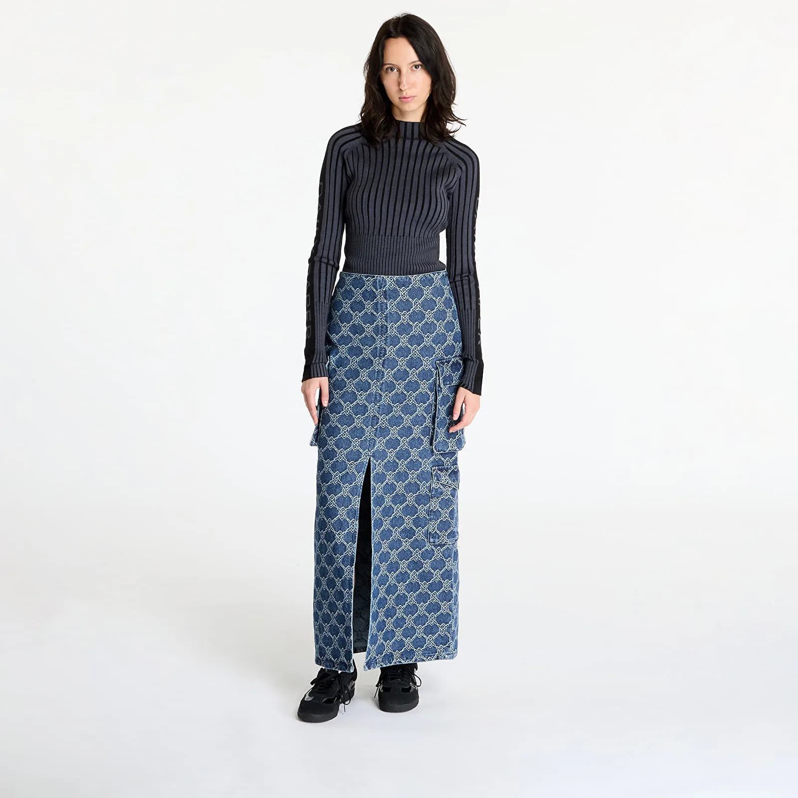 Дамска пола Daily Paper Zora Denim Cargo синя – Blue – Дамски миди поли