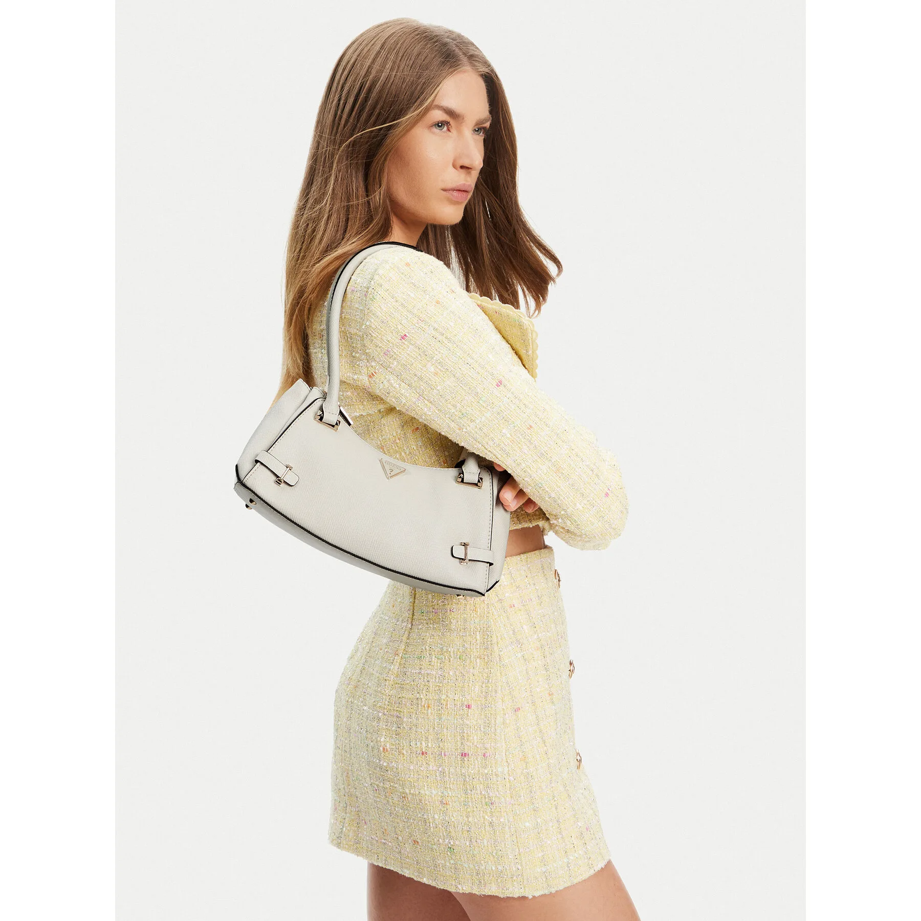 Дамска чанта Guess Rosalba HWZG96 бяла – Класически дамски чанти