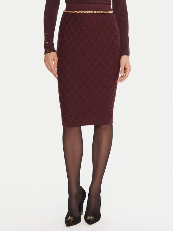 Elisabetta Franchi Пола тип молив GK-20B-56E2-V390 Бордо Slim Fit – Дамски поли тип молив