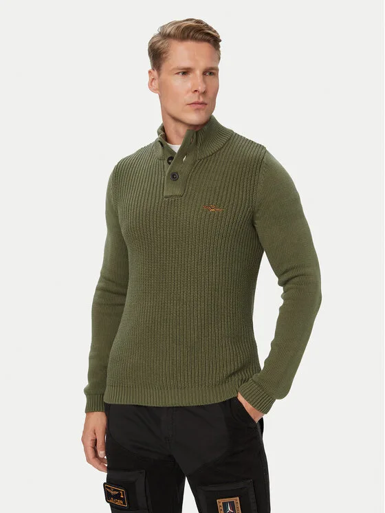 Aeronautica Militare Пуловер 262MA1572UL00409 Каки Regular Fit – Мъжки пуловери и жилетки