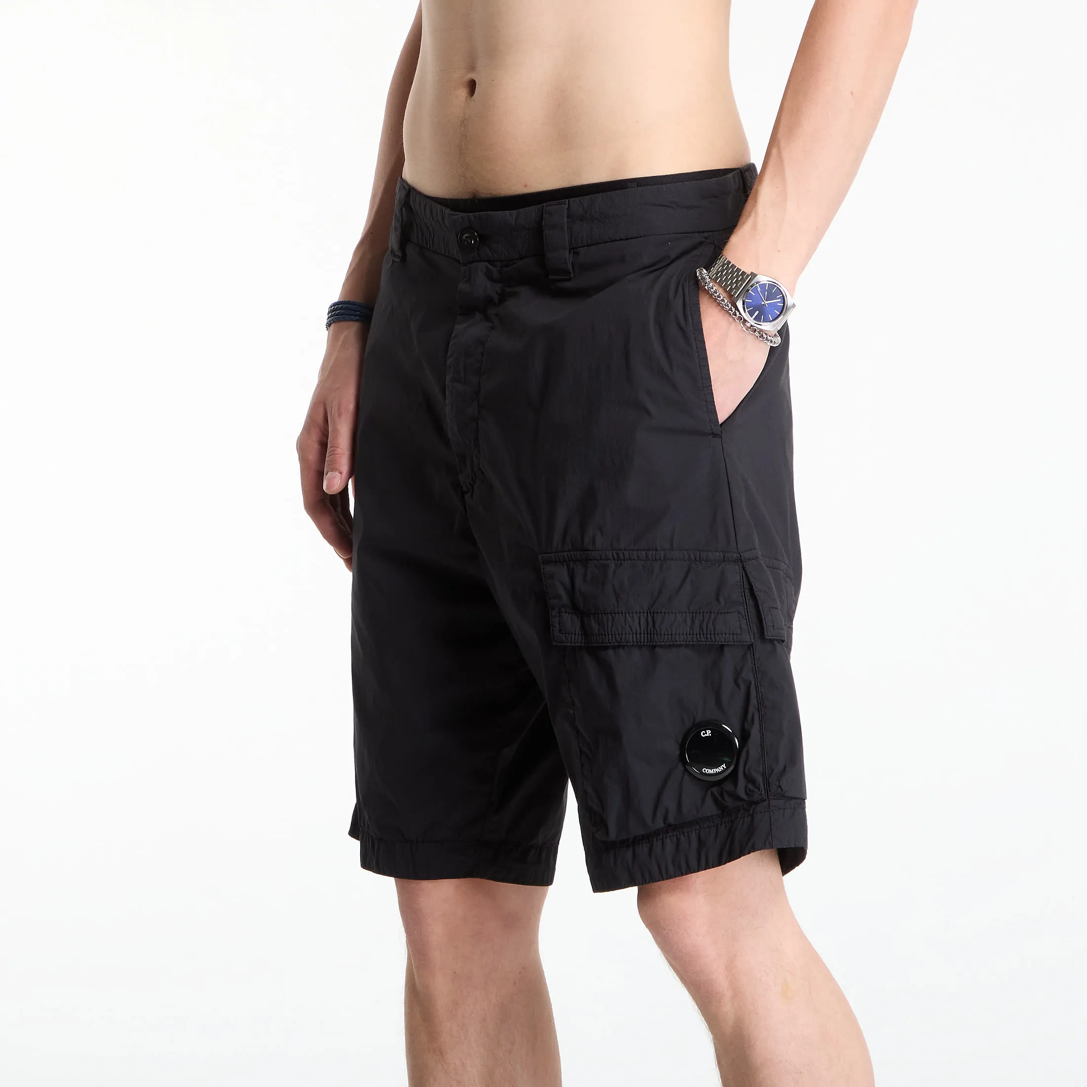 Къси панталони C.P. Company 50 Fili Stretch Loose Lens Cargo Shorts Black 52 – Мъжки къси панталони