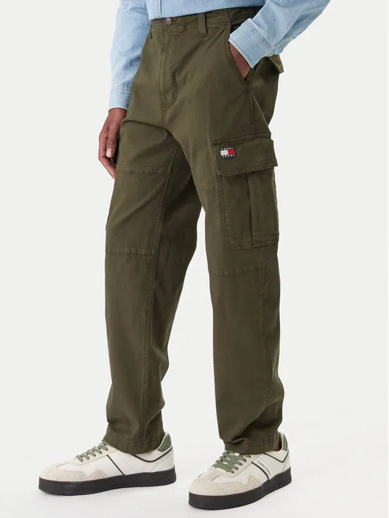 Tommy Jeans Текстилни панталони Sonny DM0DM22651 Зелен Slim Fit – Мъжки текстилни панталони