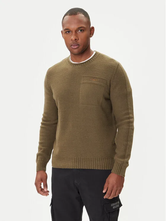 Aeronautica Militare Пуловер 252MA1586UL00904 Зелен Regular Fit – Мъжки пуловери и жилетки