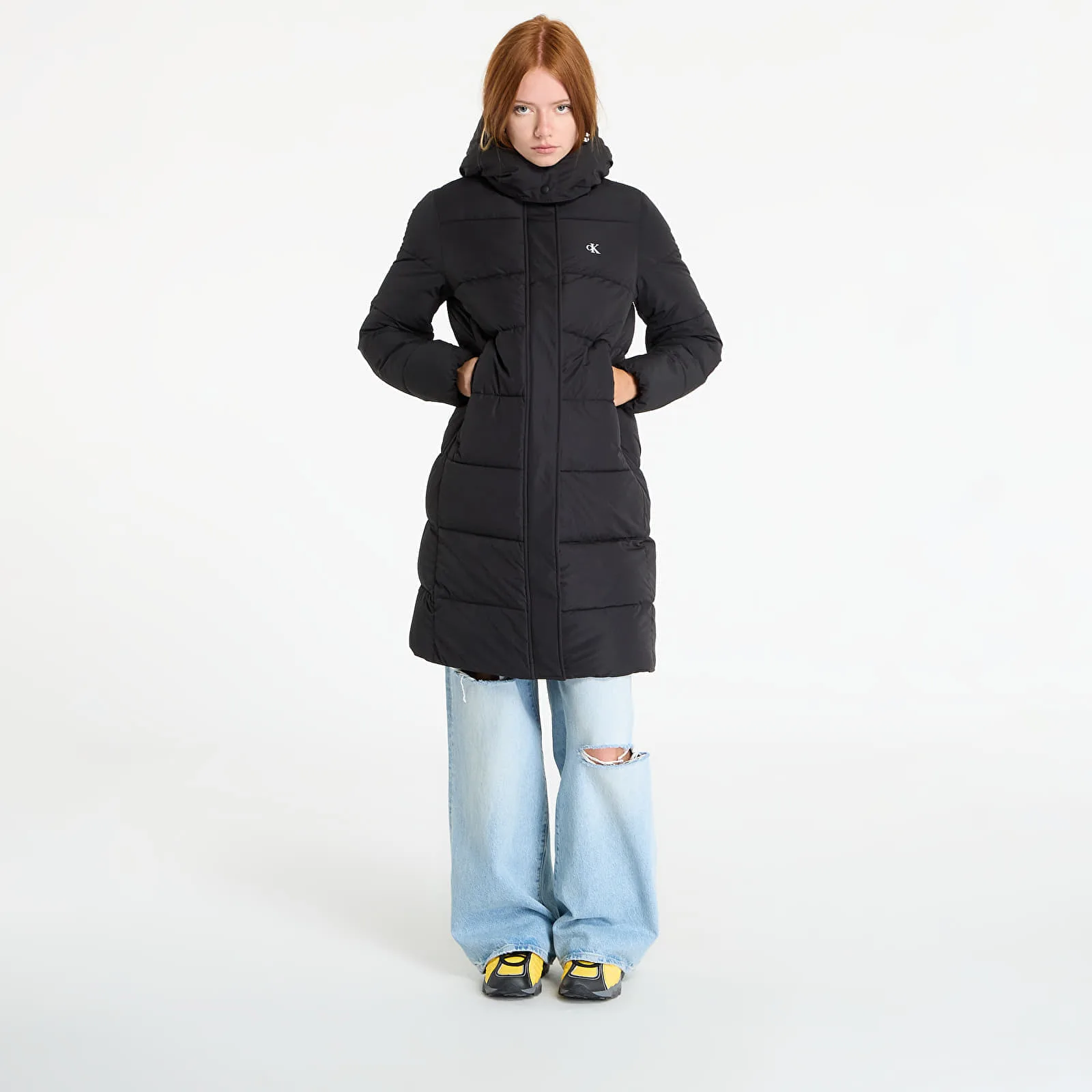 Яке Calvin Klein Jeans Monologo Non-Down Jacket Black XS – Дамски пухени якета