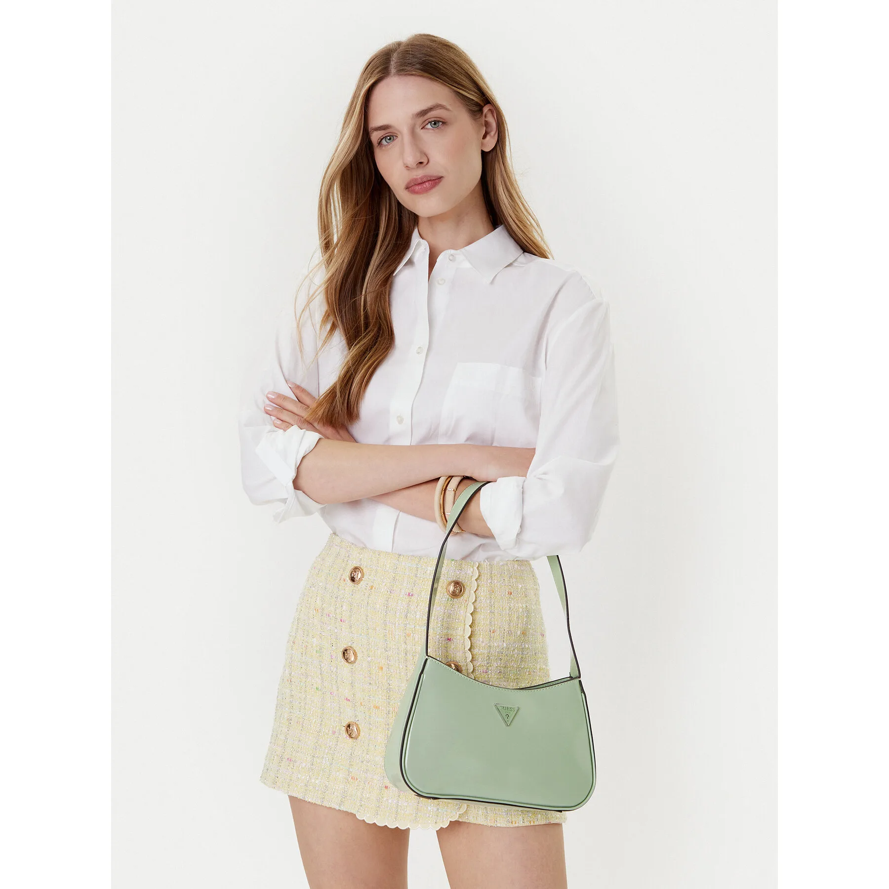 Дамска чанта Guess Arnela HWNY94 96170 Зелен – Класически дамски чанти