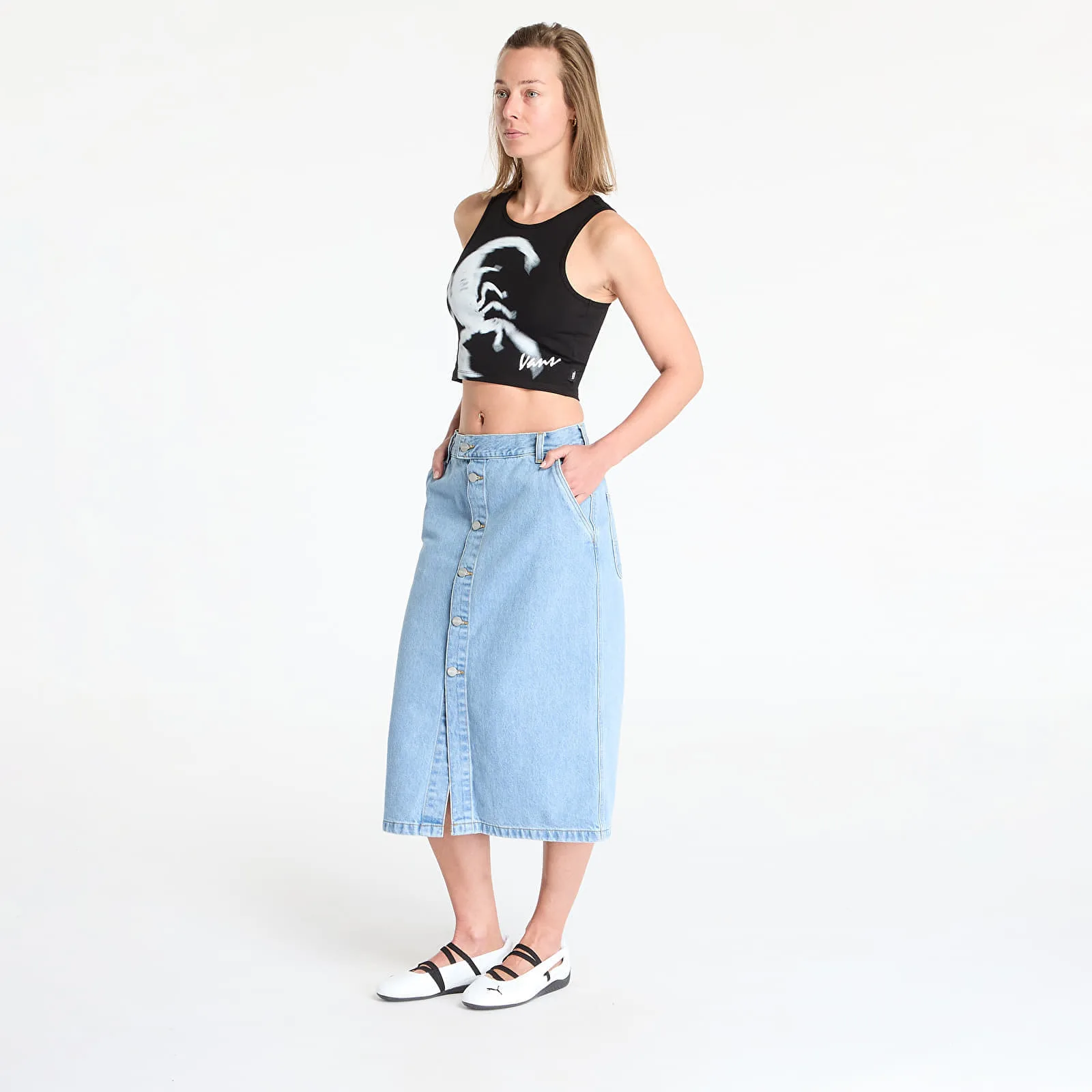 Дамска пола Carhartt WIP W' Colby синя – Blue – Дамски миди поли