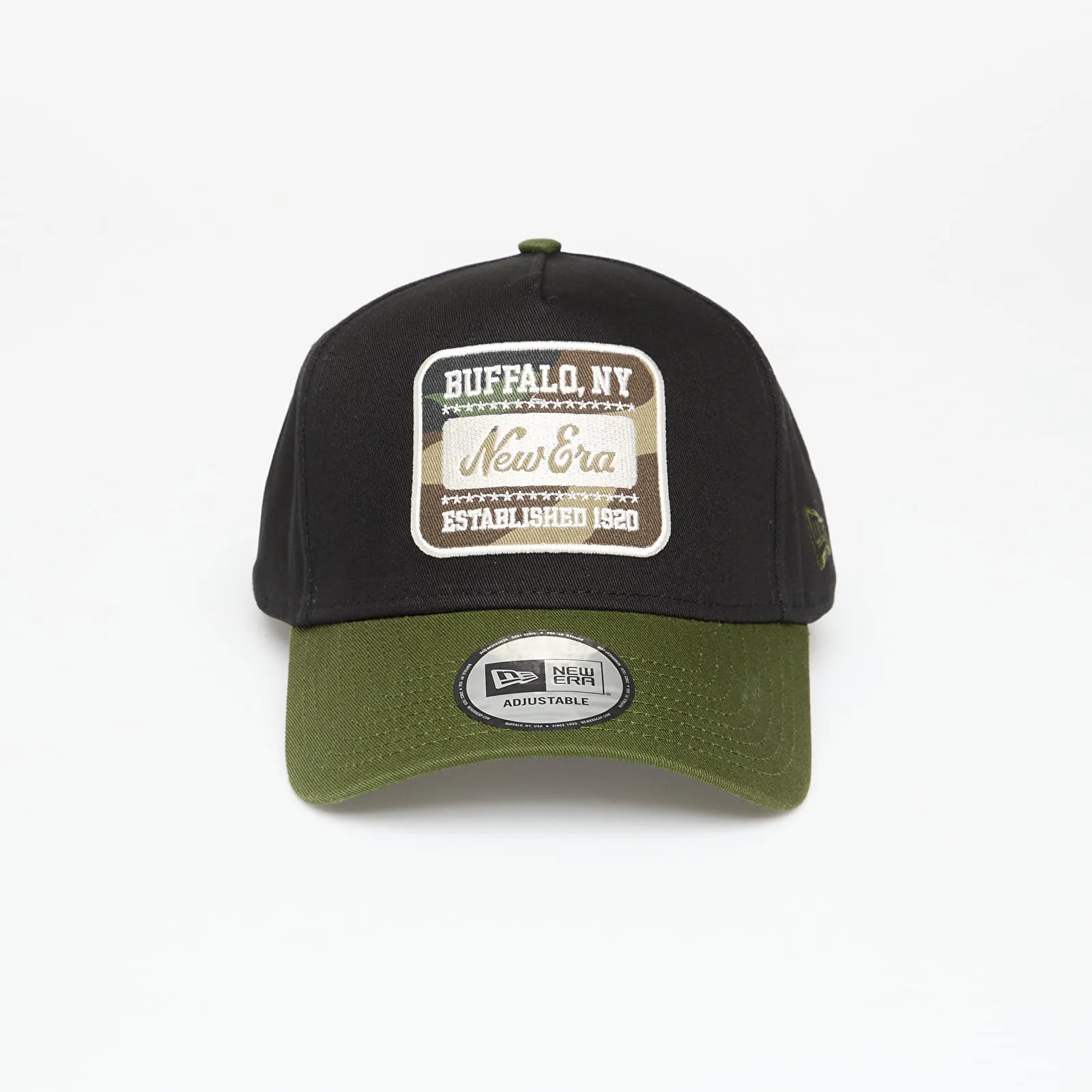 Шапка с козирка New Era Camo Patch 9FORTY E-Frame Adjustable черна/зелена – Black|Rifle Green – Шапки с козирка
