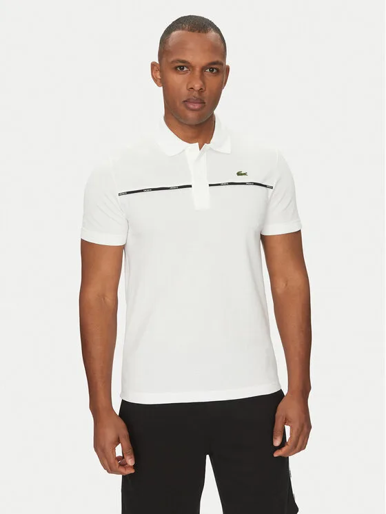 Lacoste Тениска с яка и копчета PH9863 Бял Regular Fit – Мъжки поло тениски