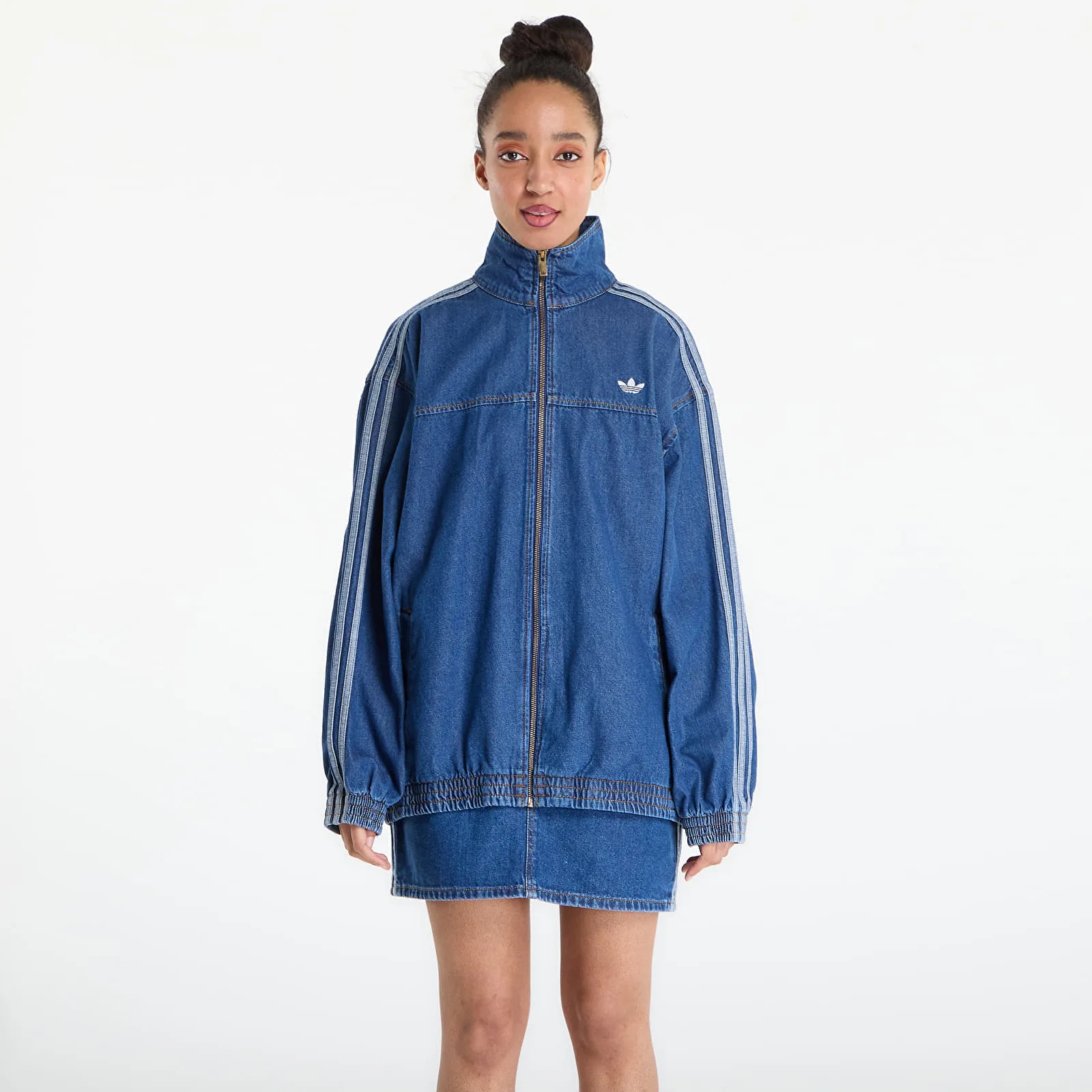 Дамски суитшърт с цип adidas Originals Firebird Adilenium Denim син – Medium Vintage Denim – Дамски суитшърти с цип