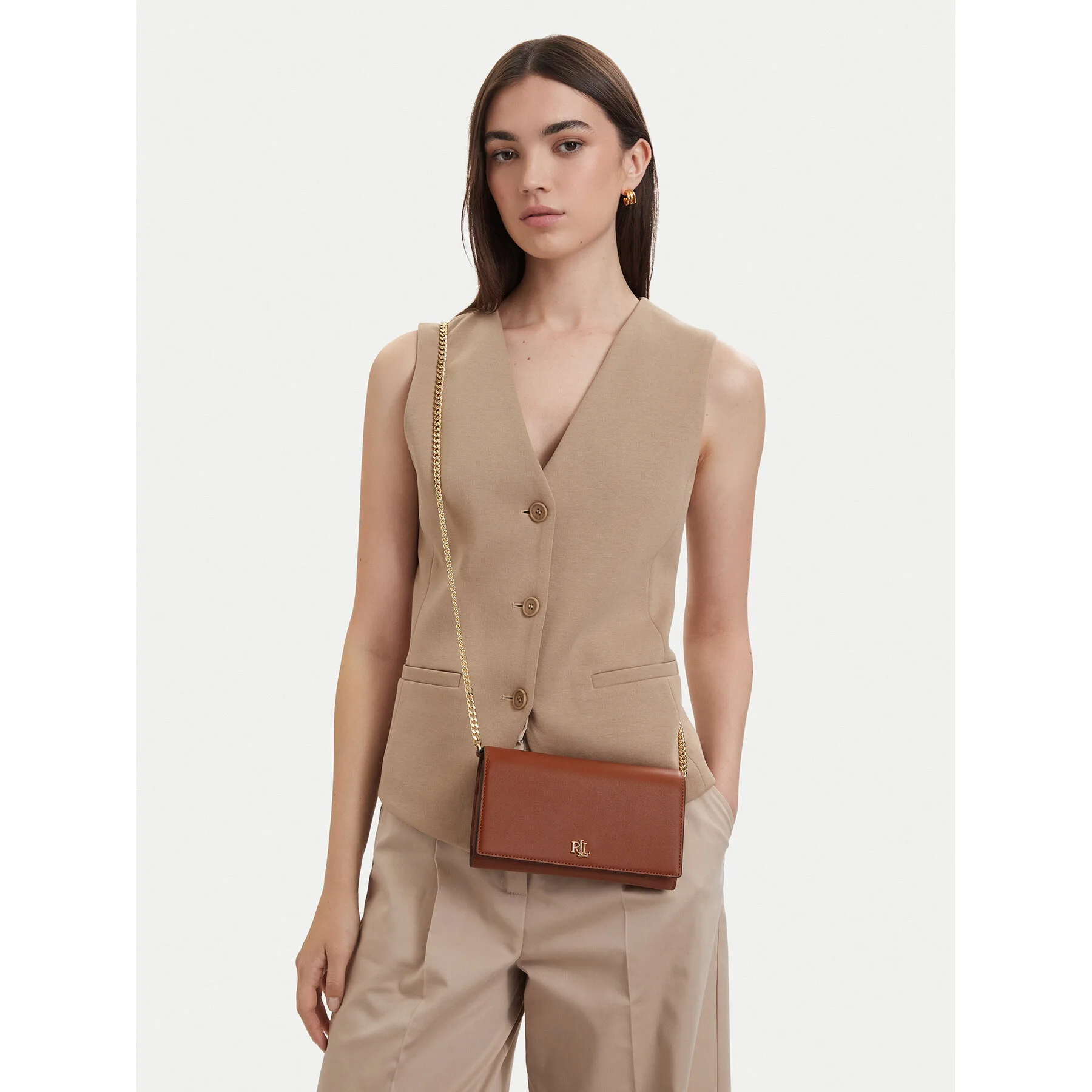 Дамска чанта LAUREN RALPH LAUREN 432980206002 Кафяв – Дамски клъч чанти