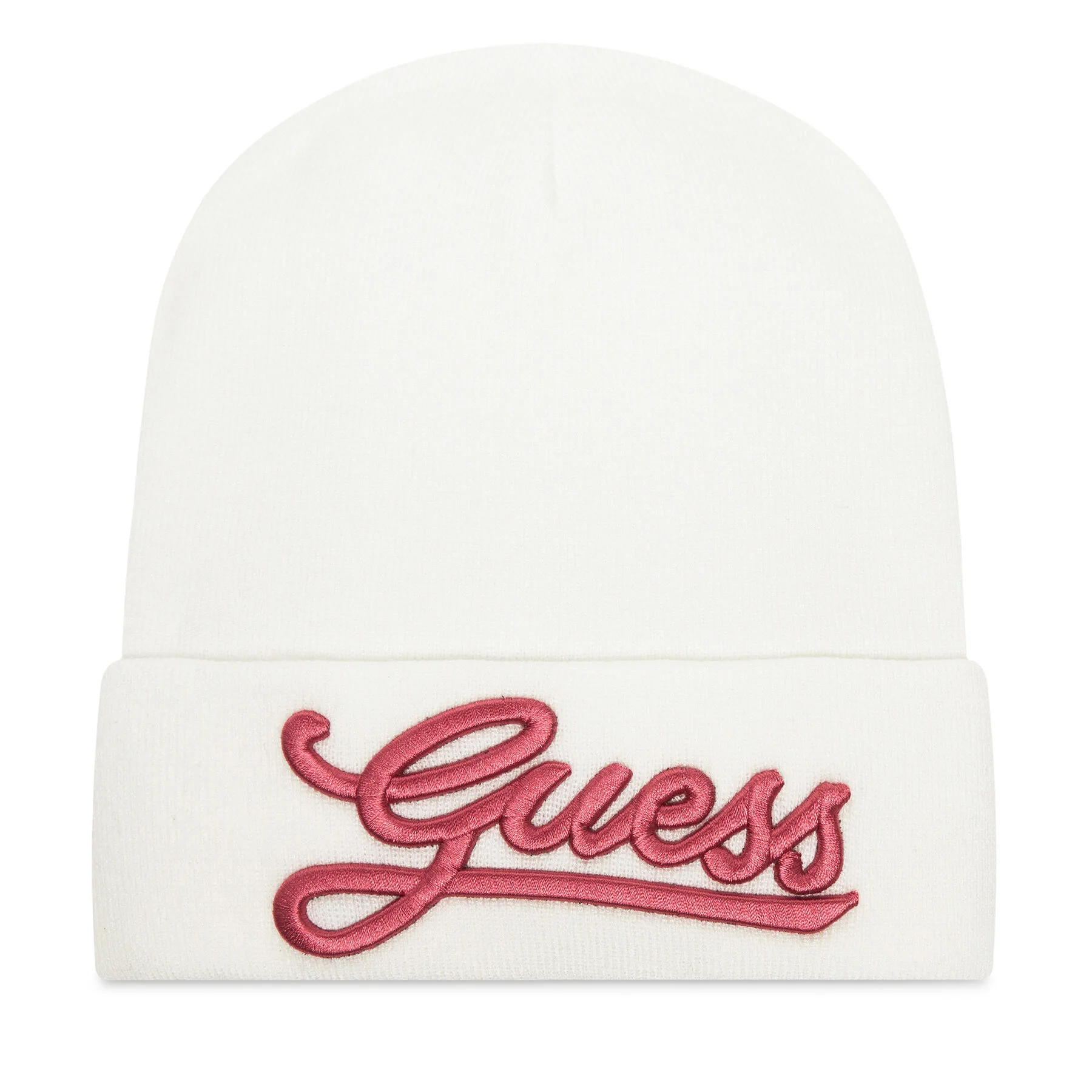 Дамска зимна шапка Guess AW5400 POL01 кремава – Зимни шапки