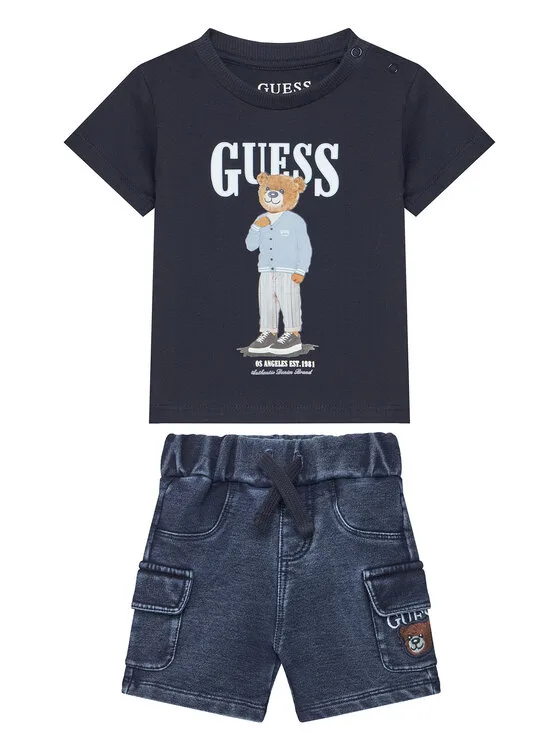 Guess Комплект тишърт и дънкови къси панталони I6GG04 K8HM4 Цветен Regular Fit – Бебешки комплекти