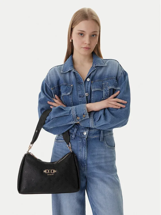 Дамска чанта Guess Anise HWPD99 черна – Черен – Дамски чанти с дръжка