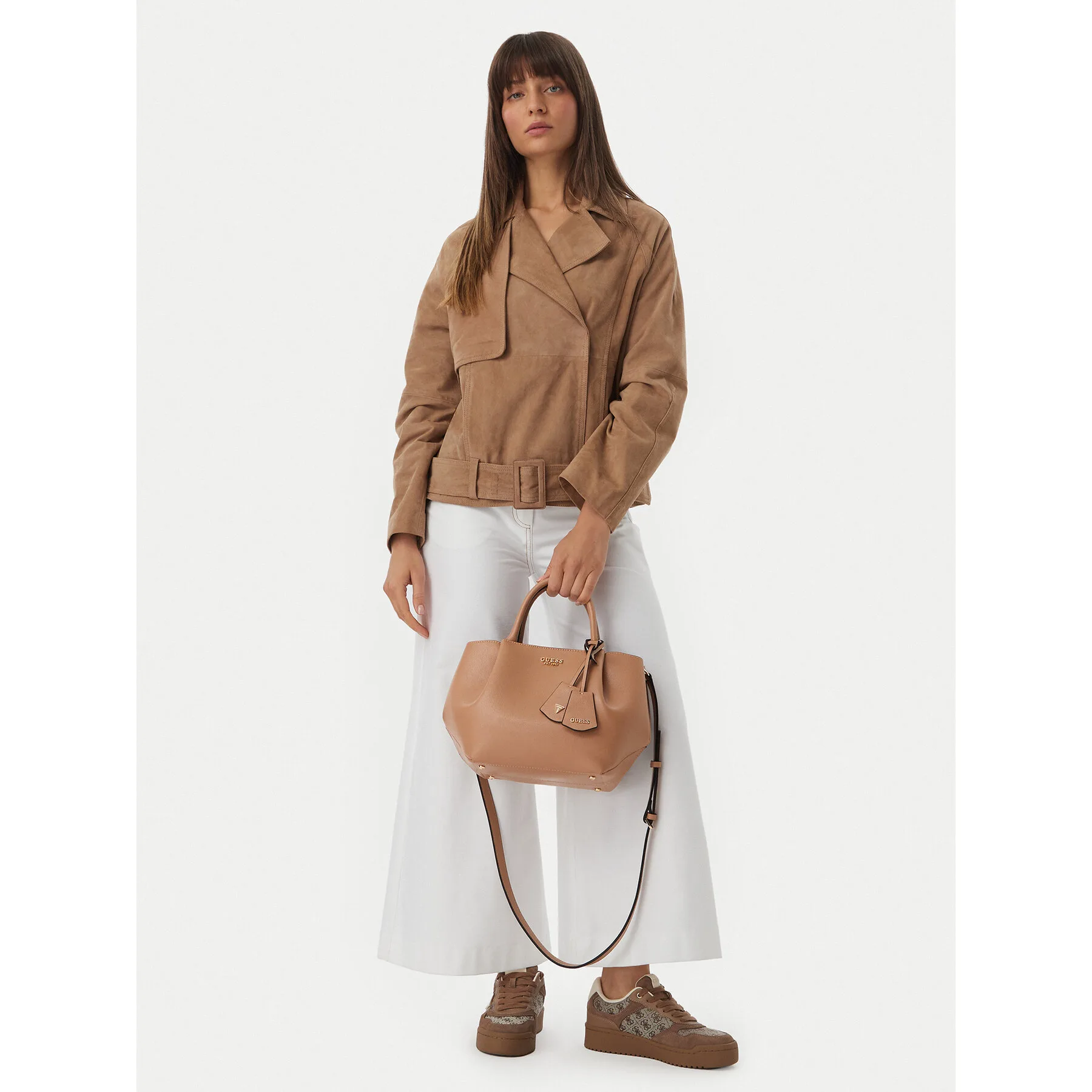 Дамска чанта Guess Amorette HWBG78 98060 тъмнобежова – Дамски чанти тип куфарче