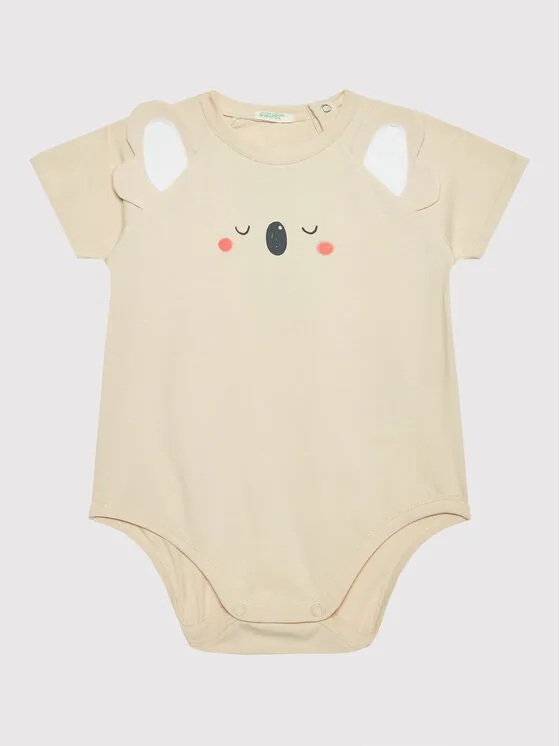 United Colors Of Benetton Детско боди 3P4ZAB001 Бежов Regular Fit – Бебешки бодита