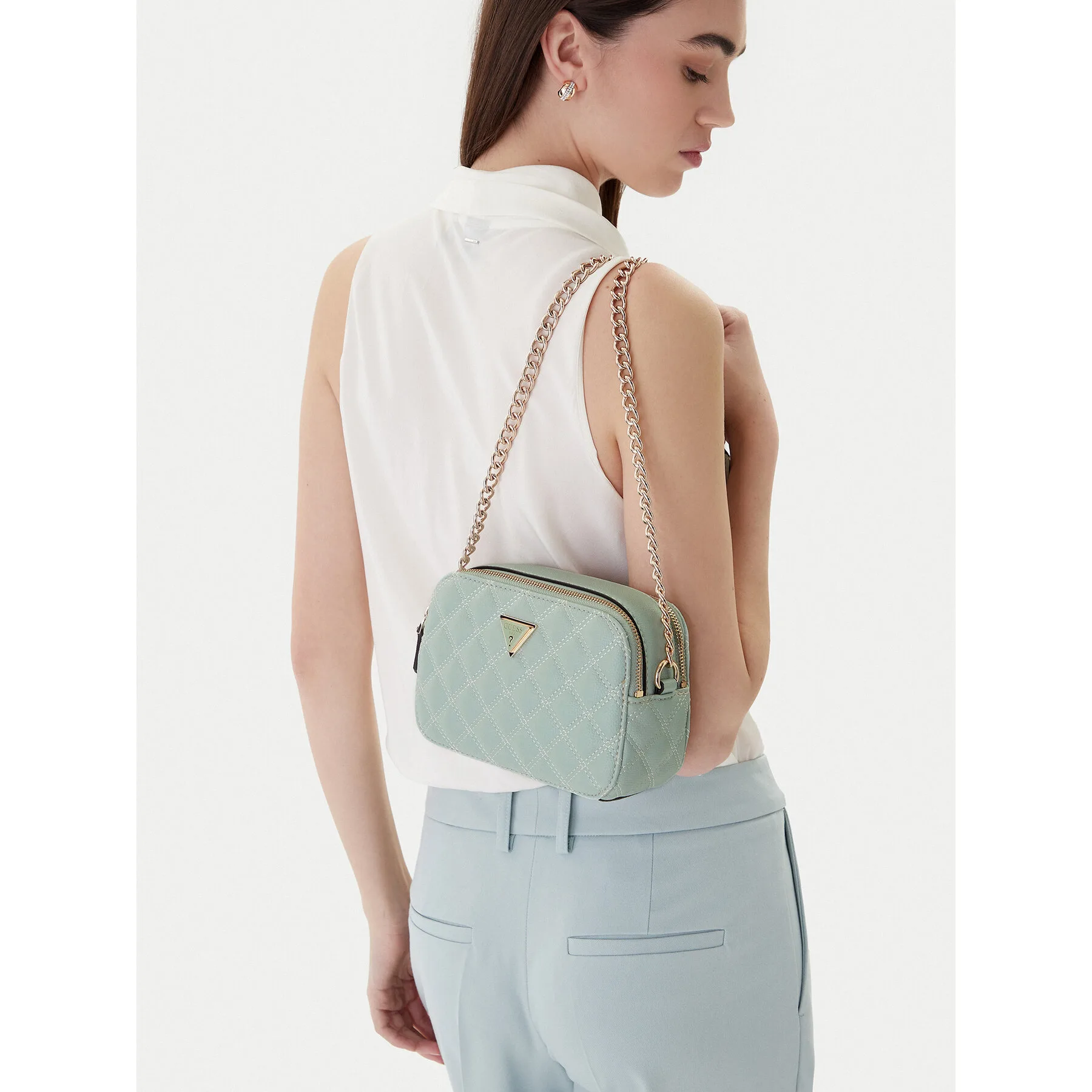 Дамска чанта Guess Giully II HWBQ96 73140 Зелен – Класически дамски чанти