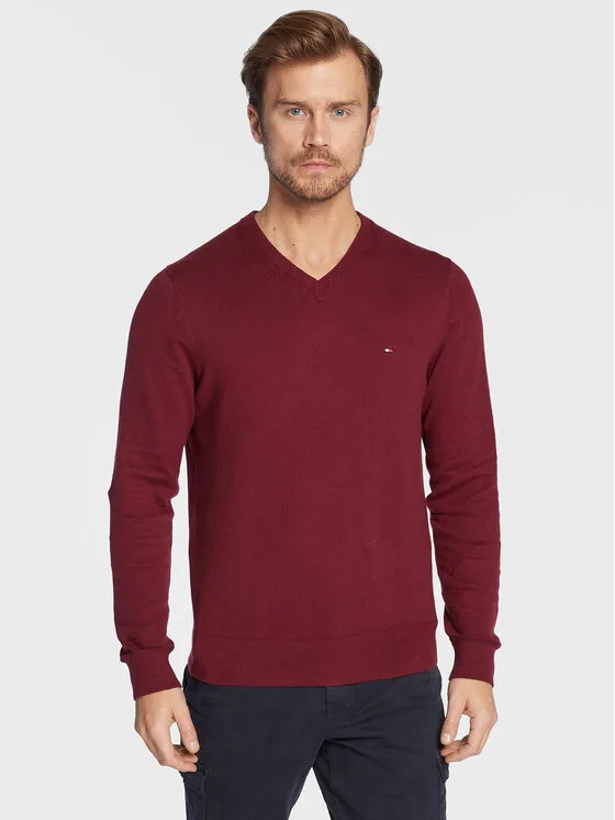 Tommy Hilfiger Пуловер Pima MW0MW28047 Бордо Regular Fit – Мъжки пуловери и жилетки