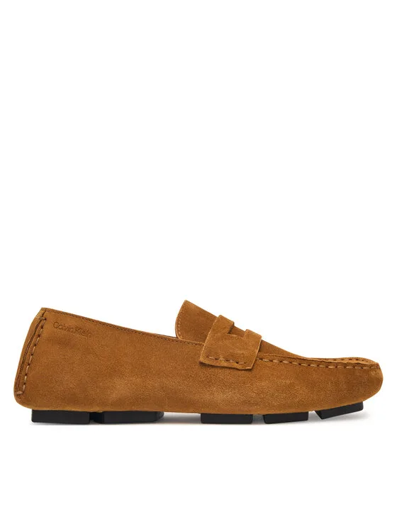 Calvin Klein Мокасини Square Driver Suede HW0HW02844 Кафяв – Дамски мокасини