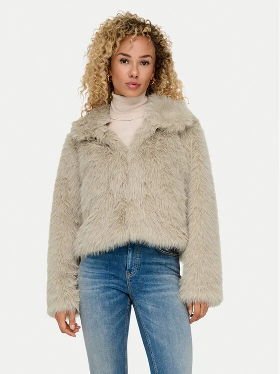ONLY Кожено палто Manny 15322406 Бежов Regular Fit – Дамски кожуси