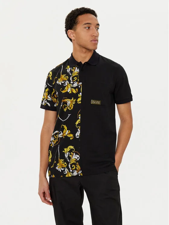 Мъжка поло тениска Versace Jeans Couture 78GAG625 черна – Черен – Мъжки поло тениски