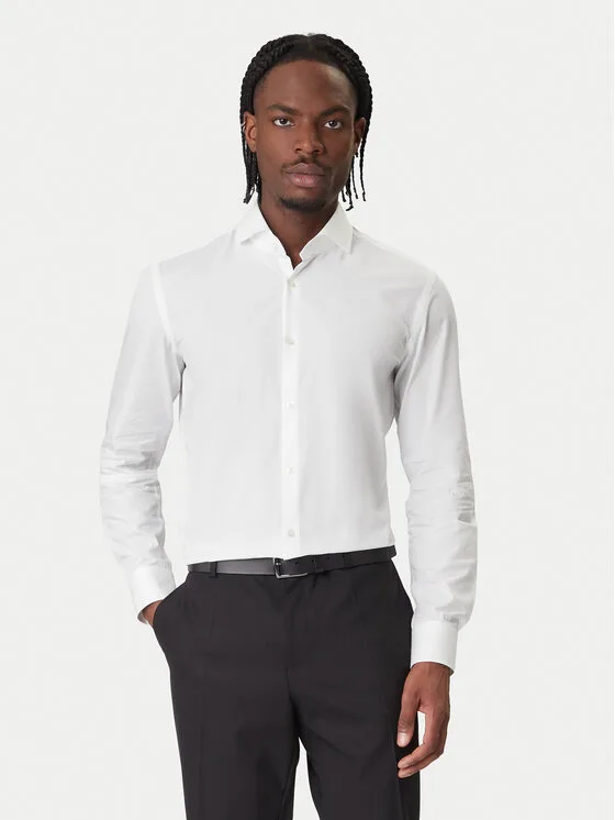 HUGO Риза C-Jason 50293691 Бял Slim Fit – Мъжки бизнес ризи