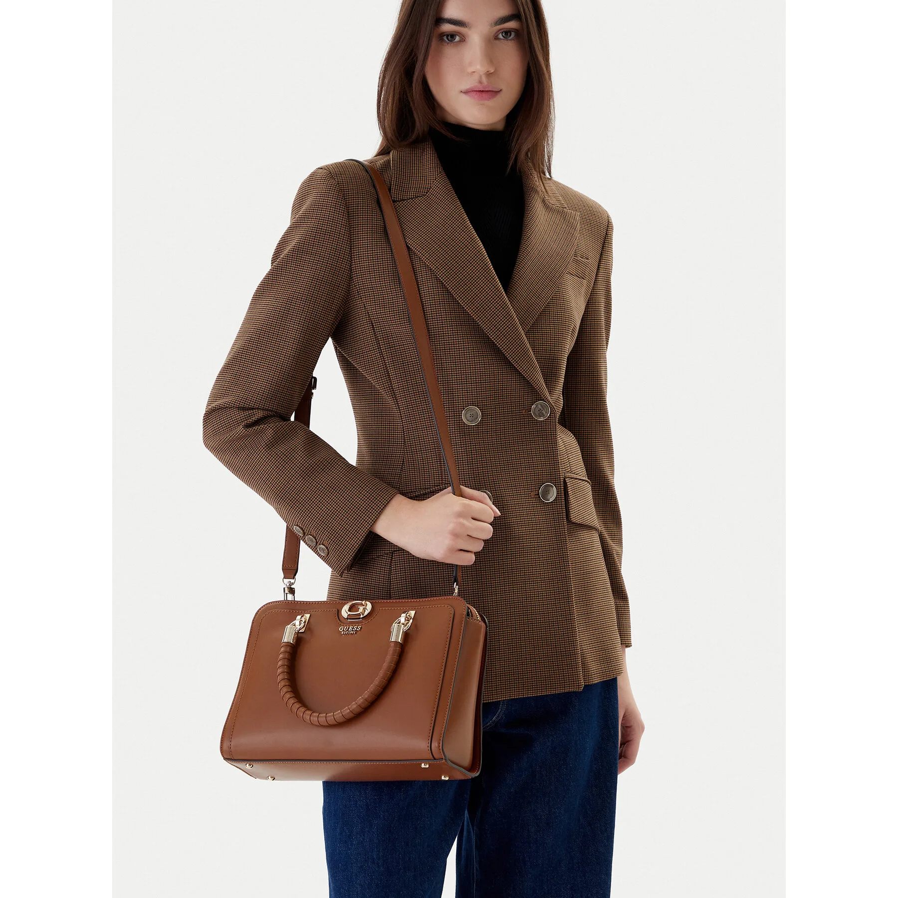 Дамска чанта Guess HWVG95 31060 Кафяв – Класически дамски чанти