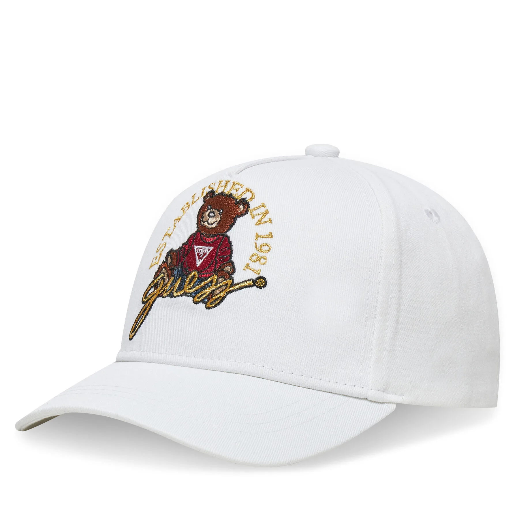 Детска шапка с козирка Guess H5RZ09 WO08O бяла – Шапки с козирка