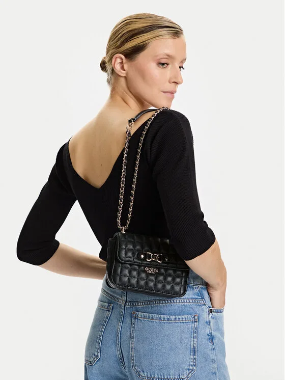 Guess Дамска чанта Nadira Mini HWQG84 24780 Черен – Дамски чанти